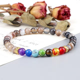 Bracelet 7 Chakras Pour Homme En Perles Gris Réglable - Mon Bracelet Homme