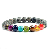 Bracelet 7 Chakras Pour Homme En Perles Grises Hudson