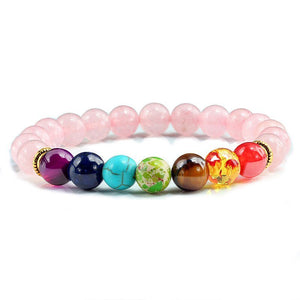 Bracelet 7 Chakras Pour Homme En Perles Roses Alfred - Mon Bracelet Homme