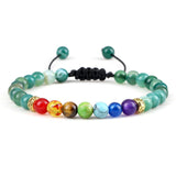 Bracelet 7 Chakras Pour Homme En Perles Vert avec Cordon