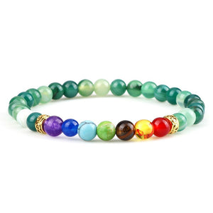 Bracelet 7 Chakras Pour Homme En Perles Vert Réglable - Mon Bracelet Homme