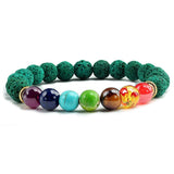 Bracelet 7 Chakras Pour Homme En Perles Vertes Dax