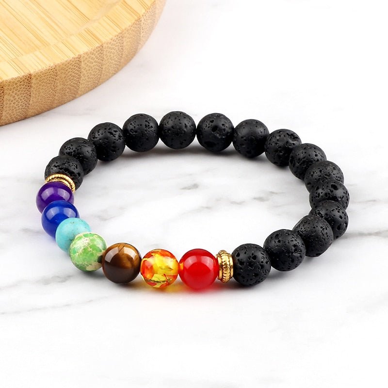 Bracelet 7 Chakras Pour Homme En Pierre de Lave Dariel - Mon Bracelet Homme