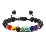 Bracelet 7 Chakras Pour Homme En Pierre de Lave Major