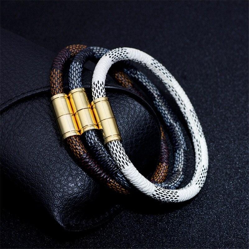 Bracelet À Rayures Pour Homme en Cuir - Mon Bracelet Homme