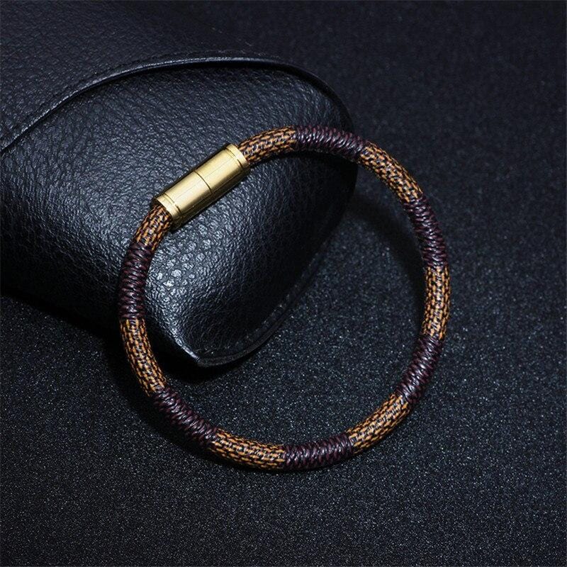Bracelet À Rayures Pour Homme en Cuir - Mon Bracelet Homme