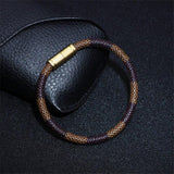 Bracelet À Rayures Pour Homme en Cuir - Mon Bracelet Homme