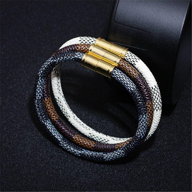 Bracelet À Rayures Pour Homme en Cuir - Mon Bracelet Homme