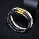 Bracelet À Rayures Pour Homme en Cuir - Mon Bracelet Homme
