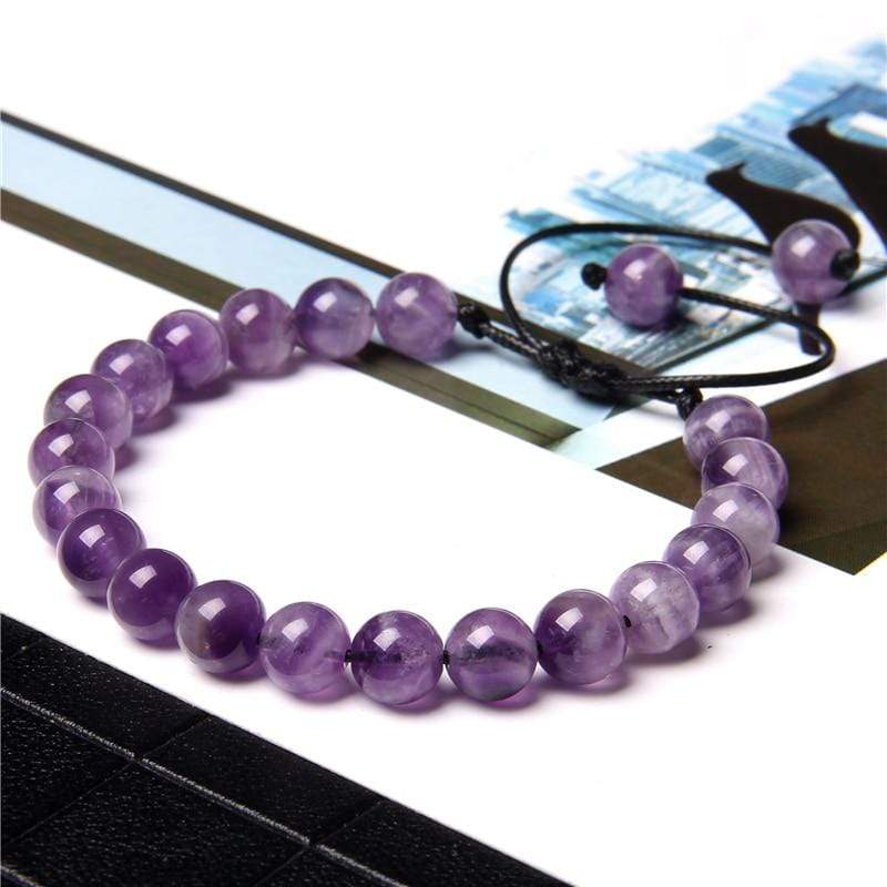Bracelet Améthyste en Perles de Pierre Naturelle - Mon Bracelet Homme