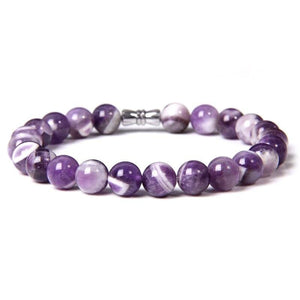 Bracelet Améthyste Véritable Pierre Naturelle 8mm Homme (Perle) - Mon Bracelet Homme