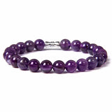 Bracelet Améthyste Véritable Pierre Naturelle Perle Ronde