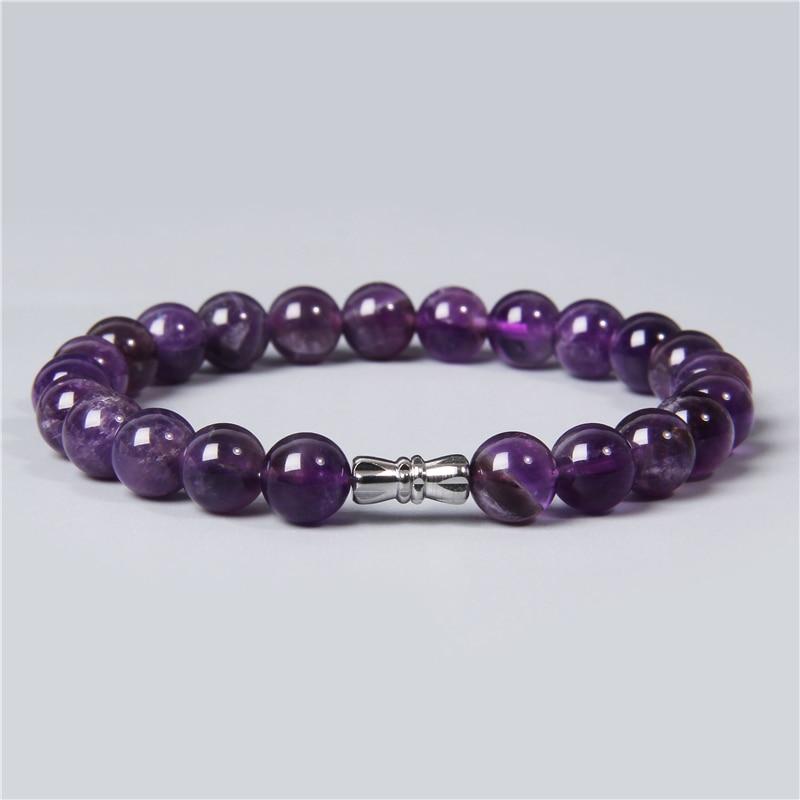 Bracelet Améthyste Véritable Pierre Naturelle Perle Ronde - Mon Bracelet Homme