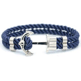 Bracelet Ancre Argentée MBH en Nylon Bleu pour Homme - Mon Bracelet Homme
