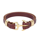 Bracelet Ancre avec Lanière Marron en Cuir