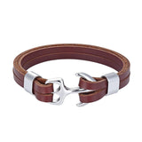 Bracelet Ancre avec Lanière Marron en Cuir - Mon Bracelet Homme