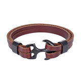 Bracelet Ancre avec Lanière Marron en Cuir - Mon Bracelet Homme