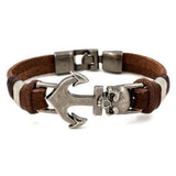 Bracelet Ancre Crâne en Cuir
