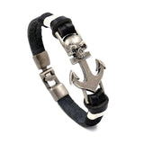 Bracelet Ancre Crâne en Cuir - Mon Bracelet Homme