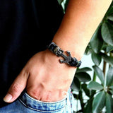Bracelet Ancre Crâne en Cuir - Mon Bracelet Homme