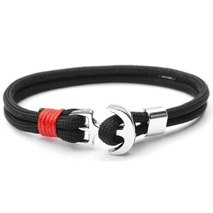 Bracelet Ancre Homme Artisanal Noir en Corde - Mon Bracelet Homme
