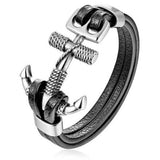 Bracelet Ancre Homme Cordage Marin en Cuir