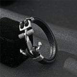 Bracelet Ancre Homme Cordage Marin en Cuir - Mon Bracelet Homme