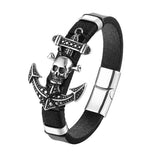 Bracelet Ancre Homme Crâne de Pirate en Cuir - Mon Bracelet Homme