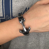 Bracelet Ancre Homme Cuir Véritable en Cuir - Mon Bracelet Homme