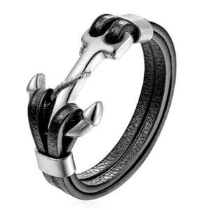 Bracelet Ancre Homme Cuir Véritable en Cuir - Mon Bracelet Homme