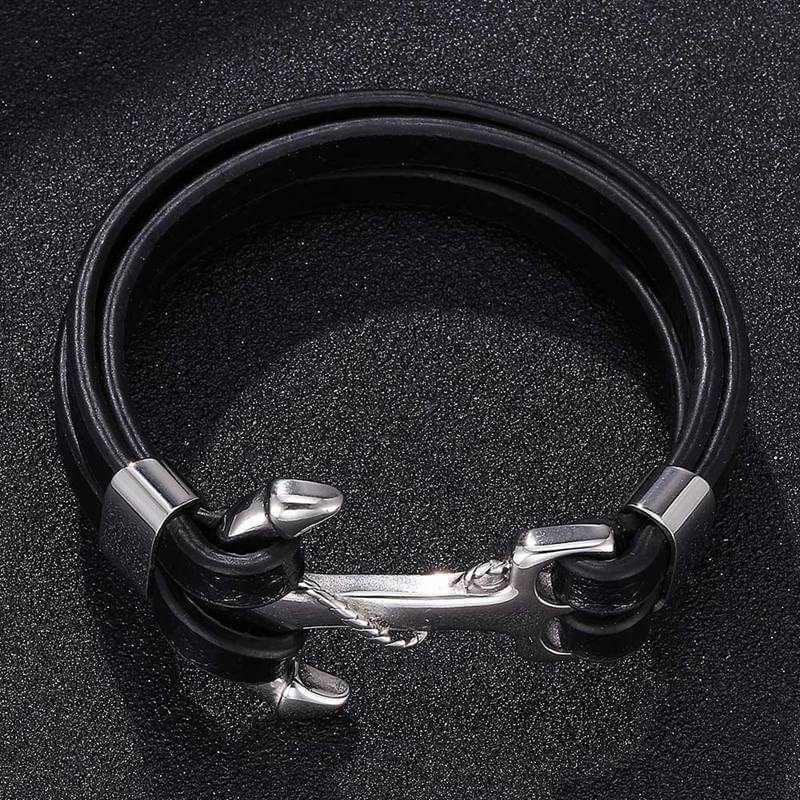 Bracelet Ancre Homme Cuir Véritable en Cuir - Mon Bracelet Homme