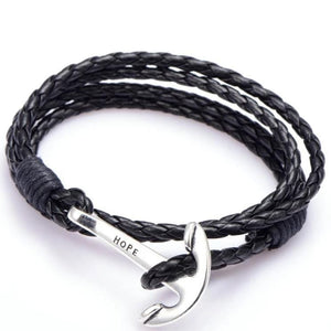 Bracelet Ancre Homme Espoir en Cuir - Mon Bracelet Homme