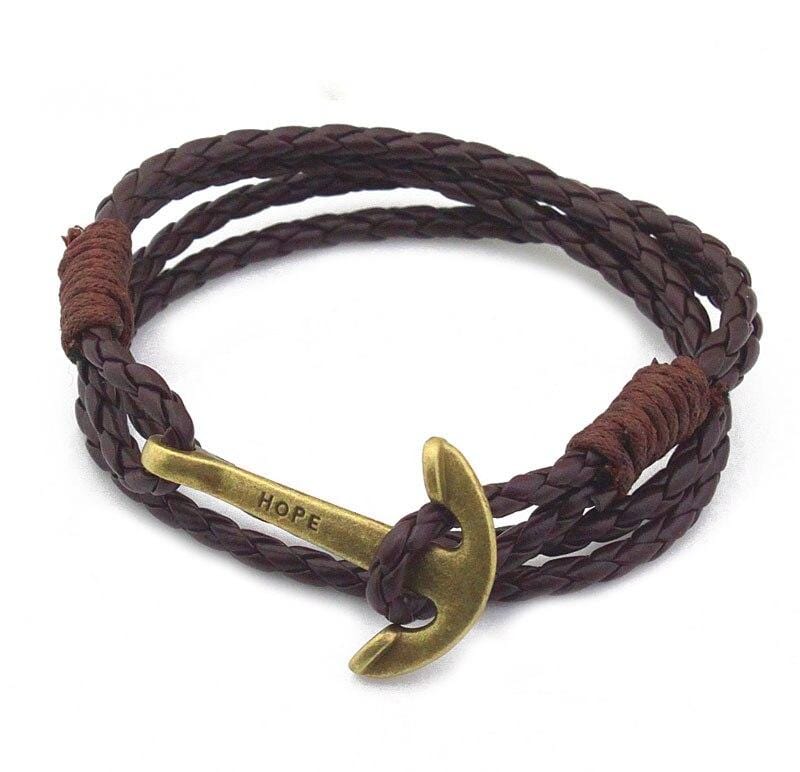 Bracelet Ancre Homme Espoir en Cuir - Mon Bracelet Homme
