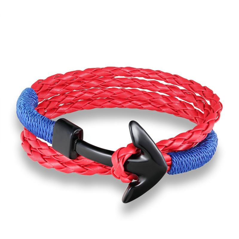Bracelet Ancre Homme Multiple Couleurs en Cuir - Mon Bracelet Homme