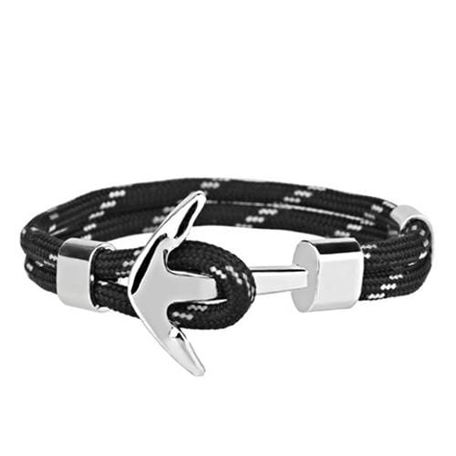 Bracelet Ancre Homme Noir & Argenté en Corde - Mon Bracelet Homme