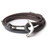 Bracelet Ancre Homme Plusieurs Tours en Cuir