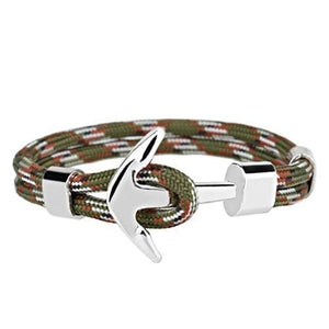 Bracelet Ancre Homme Vert Kaki en Corde - Mon Bracelet Homme