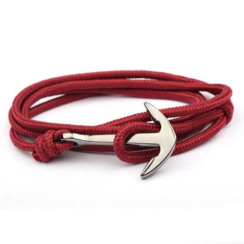 Bracelet Ancre Marine Bordeaux en Corde - Mon Bracelet Homme