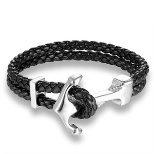 Bracelet Ancre Marine Imposant en Cuir - Mon Bracelet Homme