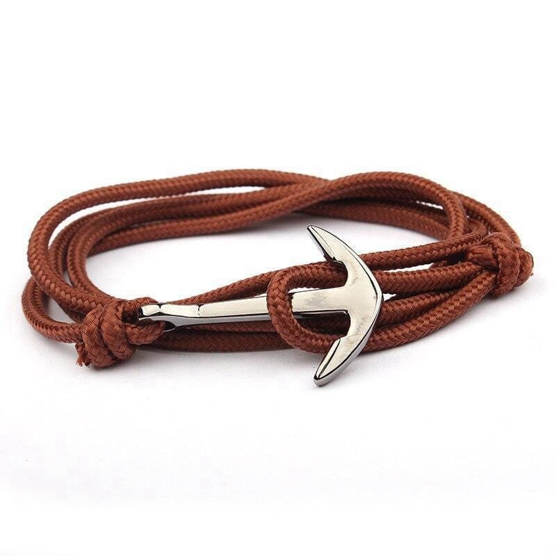 Bracelet Ancre Marine Marron en Corde - Mon Bracelet Homme