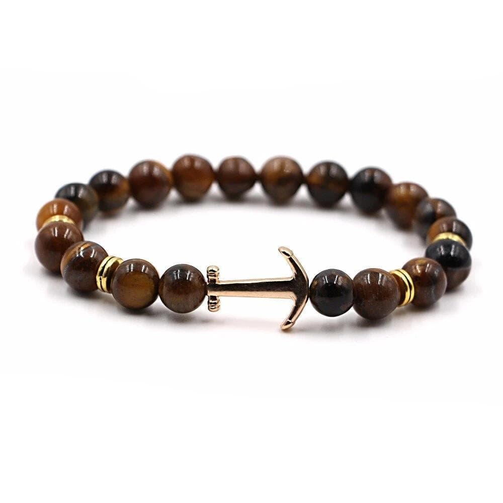 Bracelet Ancre Marine Œil de Tigre en Perle - Mon Bracelet Homme