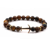 Bracelet Ancre Marine Œil de Tigre en Perle