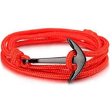 Bracelet Ancre Marine Rouge en Corde