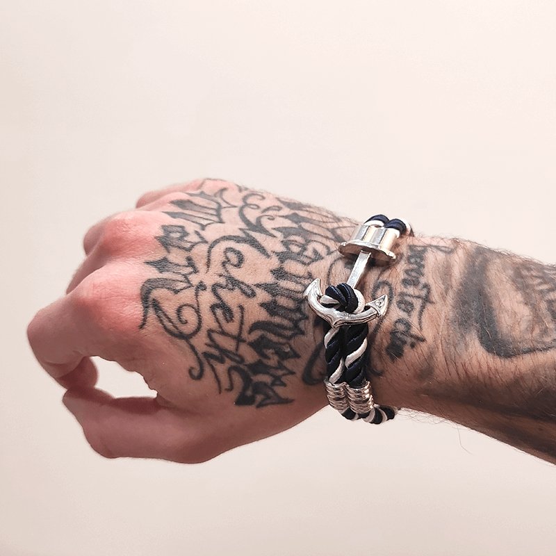 Bracelet Ancre MBH en Nylon Bleu et Blanc pour Homme - Mon Bracelet Homme
