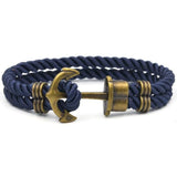 Bracelet Ancre Vintage MBH en Nylon Bleu pour Homme