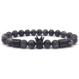 Bracelet avec Couronne Noire en Perle - Mon Bracelet Homme