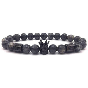 Bracelet avec Couronne Noire en Perle - Mon Bracelet Homme