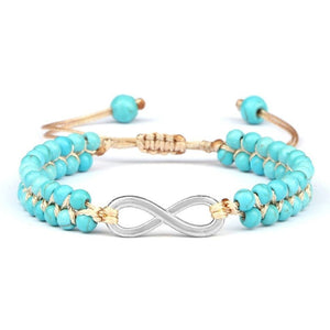 Bracelet Bleu en Pierres Fines avec Symbole Infini Argenté - Mon Bracelet Homme