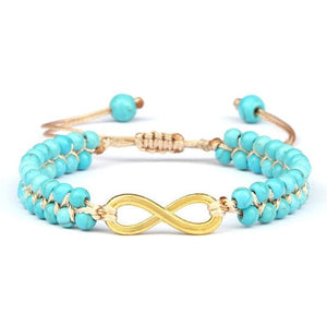 Bracelet Bleu en Pierres Fines avec Symbole Infini Doré - Mon Bracelet Homme