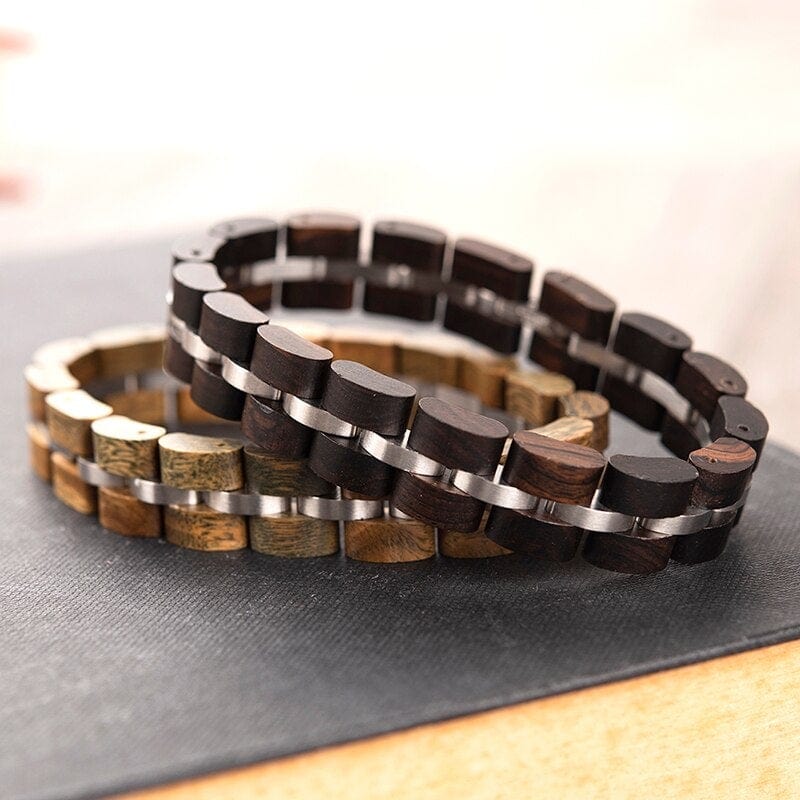 Bracelet Bois et Acier Inoxydable pour Homme August Wood - Mon Bracelet Homme